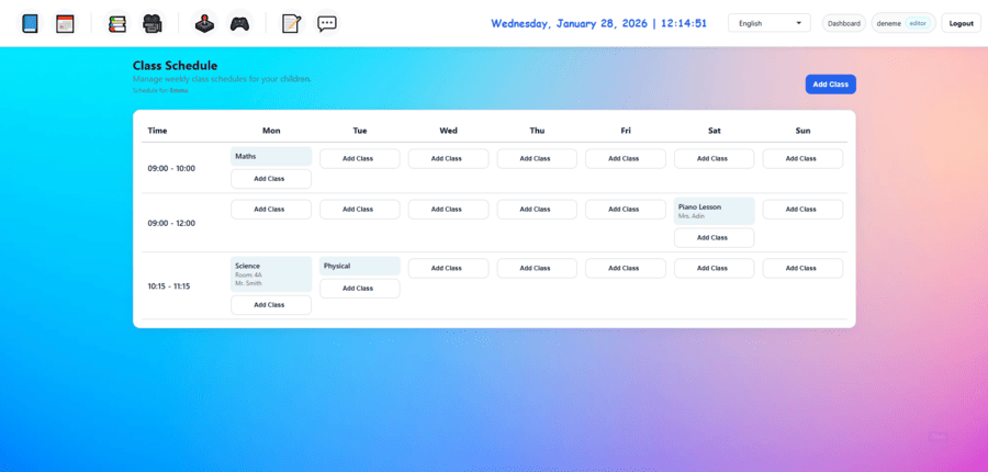 Weekly Schedule Management for Children 1